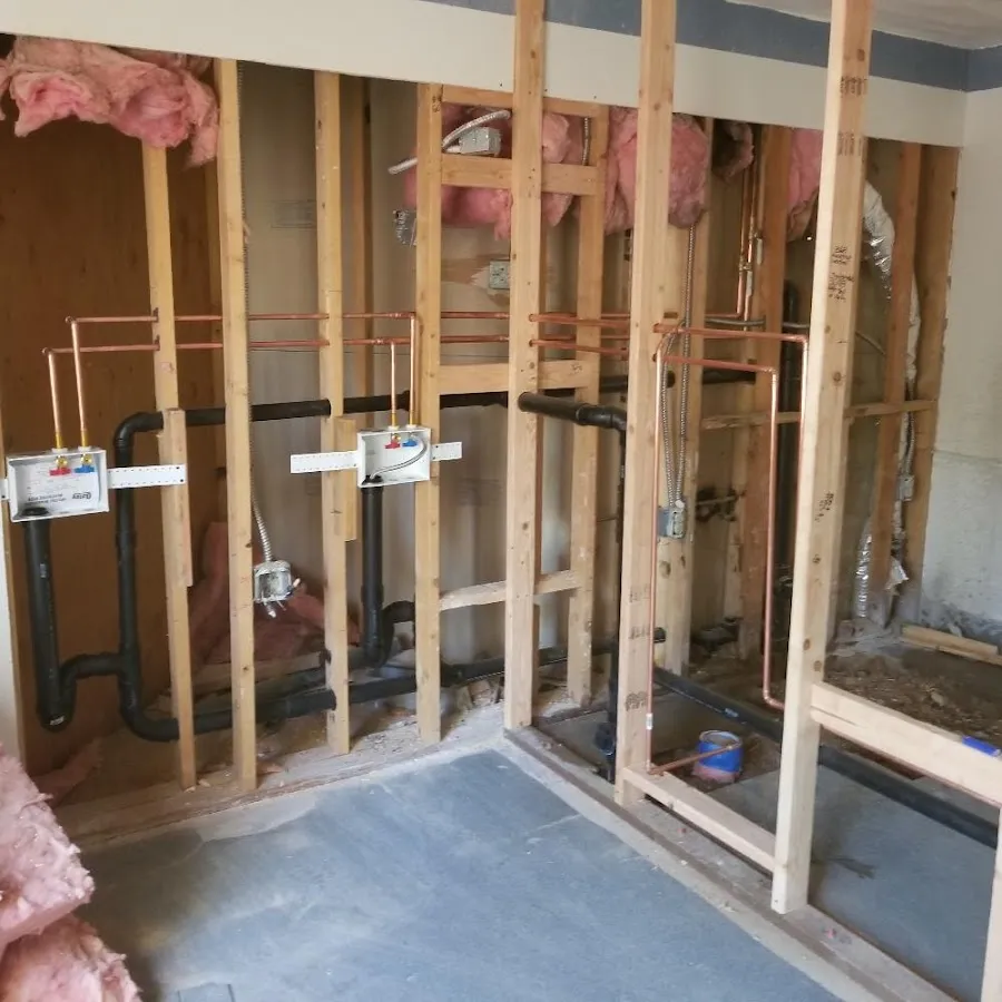 Copper pipe rough-in and plumbing installation in Norfolk